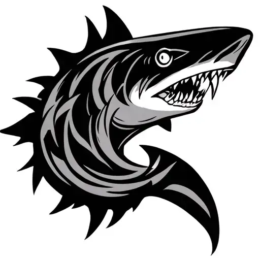 Norse runes tribal shark tattoo design idea