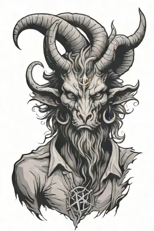 baphomet wearing shirt tattoo design idea