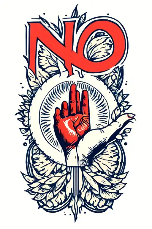 "No" Healing Hand Symbol tattoo design idea