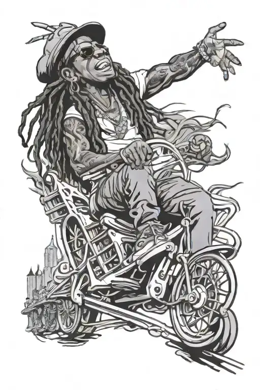 Create a lil wayne tattoo using “lifes a roller coaster then it drops so what should i scream for this is my theme park tattoo design idea