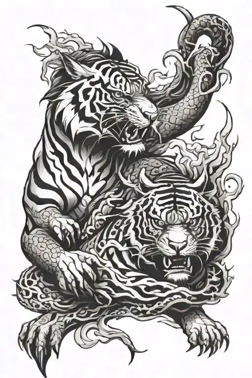 TIGER VS DRAGON tattoo design idea