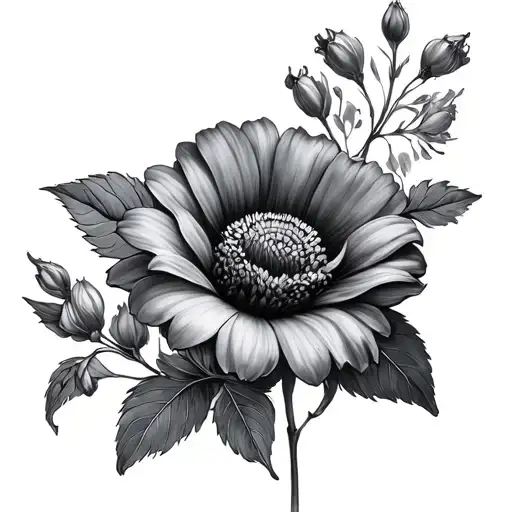 September and February birth flower tattoo design idea