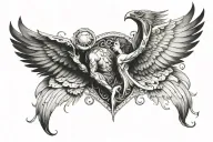 two wings and warrior  tattoo design idea