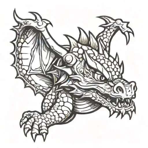 baby dragon  stencil tattoo design idea