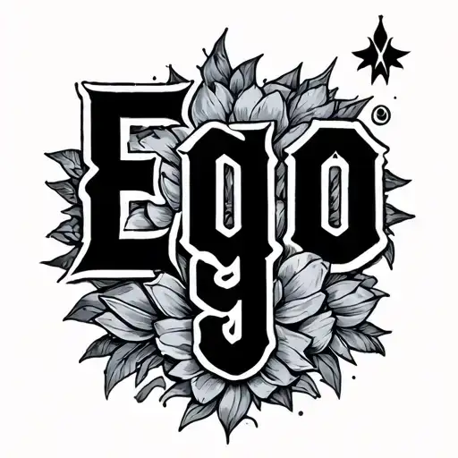 ego word tattoo design idea