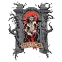 open hell gate with demons coming out  tattoo design idea