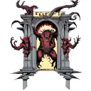 open hell gate with demons coming out  tattoo design idea