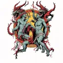 open hell gate with demons coming out  tattoo design idea