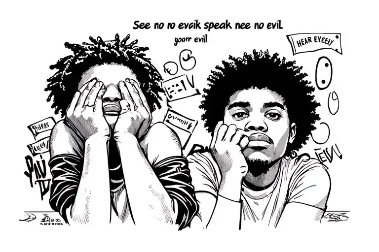 boondocks Riley and huey freeman see no evil speak no evil hear no evil  tattoo design idea