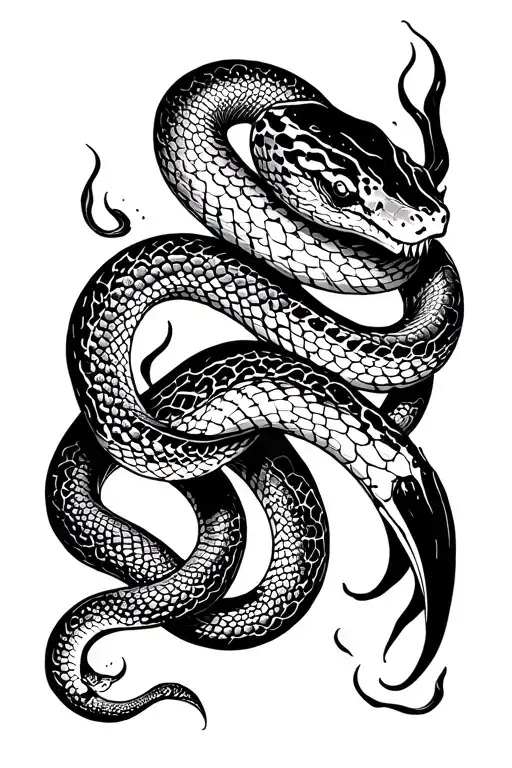two vertical snakes wrapped with each other shedding skin tattoo design idea
