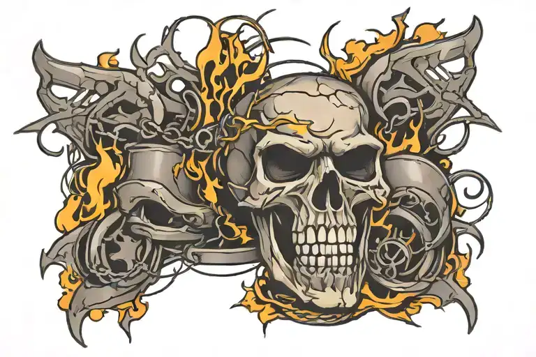 Chevy bowtie and barbwire turns into smoke tattoo design idea