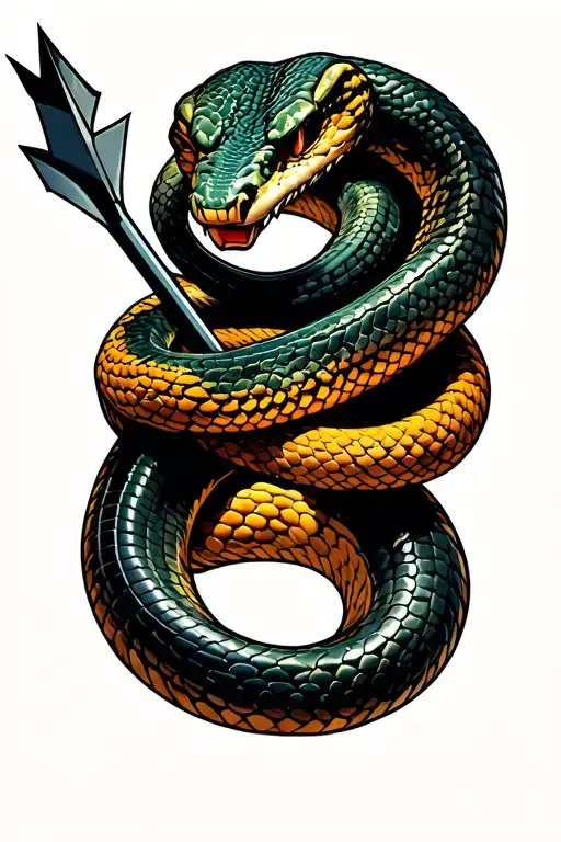 snake wrapped around arrow design tattoo design idea