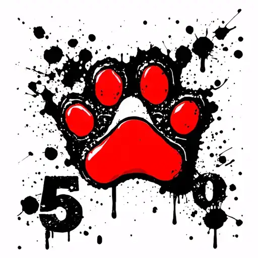 Baking dog paws against the background of numbers 50 tattoo design idea