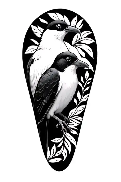 fiji petrel and red footed bobby with a south pacific fiji tribal design on calf tattoo design idea