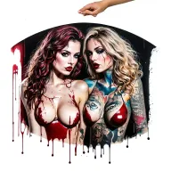  sexy bloody two women with streets backgrounds  tattoo design idea