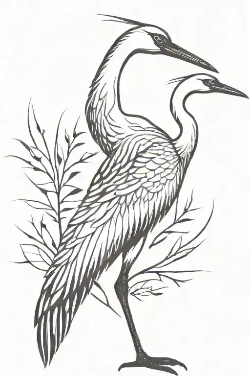 crane bird standing proudly tattoo design idea