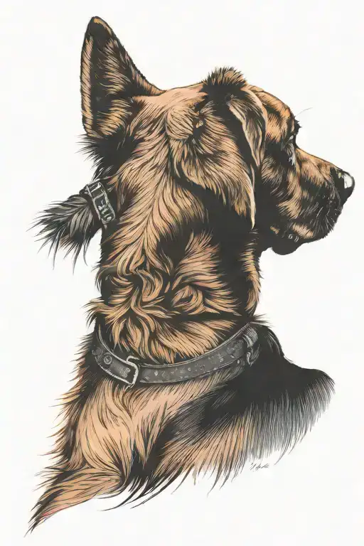 fox red and black labrador from behind tattoo design idea