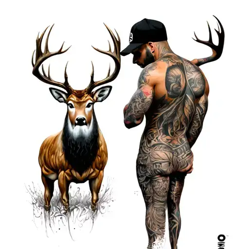 men's gangsta buck tatooes ideas mixed into one hood tattoo design idea