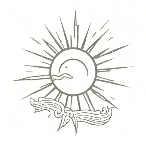 sun with sunbeam shining tattoo design idea