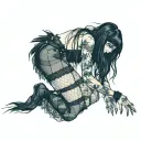 bend over,slim thick goth girl,emo, nude,sexy,lingerie,introverted,,long black hair, naked,fishnet,skirt,big butt,nails tattoo design idea