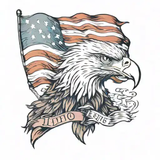 Bald eagle and 1776 flag incorporated tattoo design idea