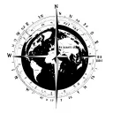 flat earth map, a 3d compass star on the side, Latitude line 39.1°N, Longitude 84.512020°W, and my birth date 08/16/1961 tattoo design idea