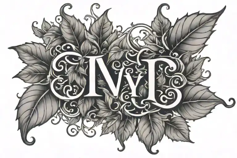 ivy vine with the word "ivy" tattoo design idea
