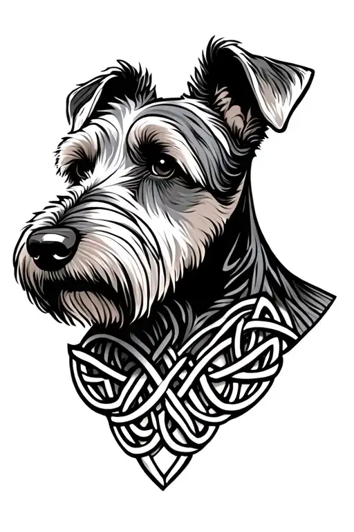 Irish Terrier Head with celtic knot intertwined tattoo design idea