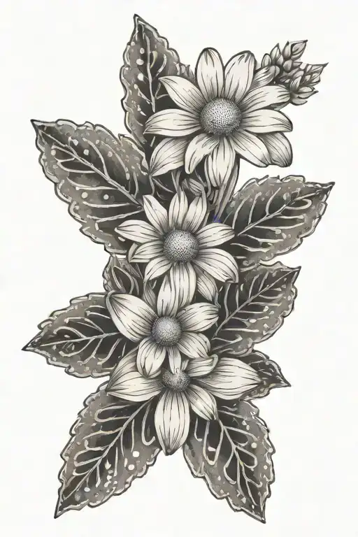 Daisy Flower with dog paw print incorporated tattoo design idea