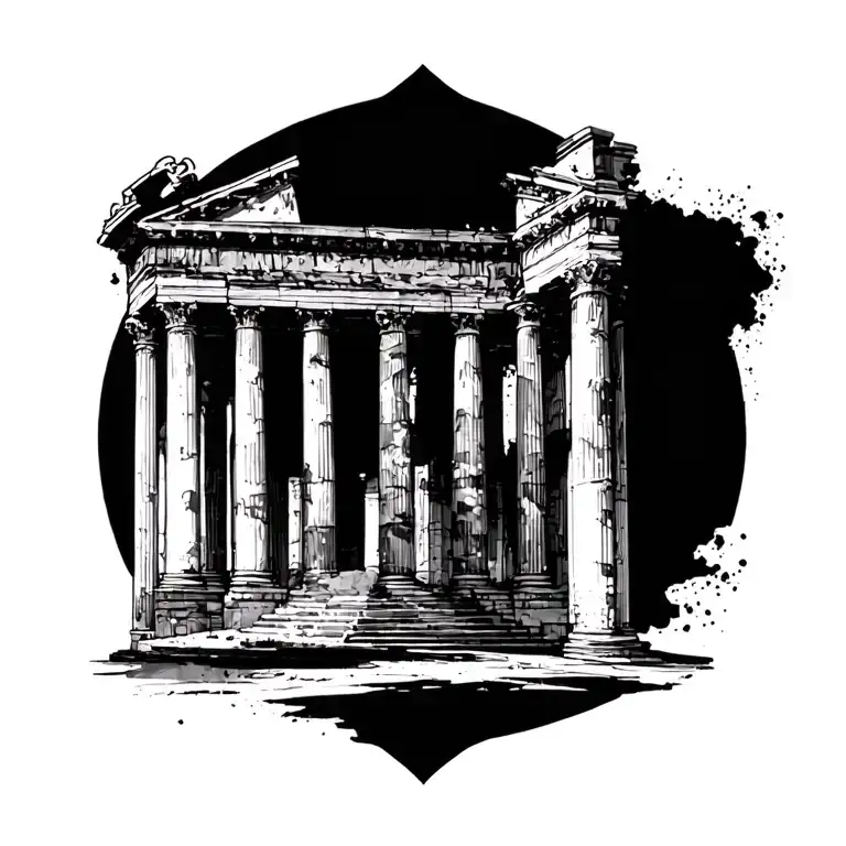 Roman Building tattoo design idea