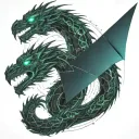 bipolar affectivity dragon two heads looking tattoo design idea