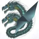 bipolar affectivity dragon two heads looking tattoo design idea