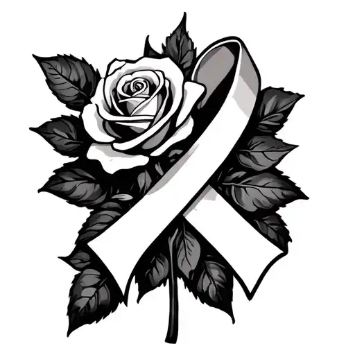 Rose, cross And breast Cancer Ribbon tattoo design idea
