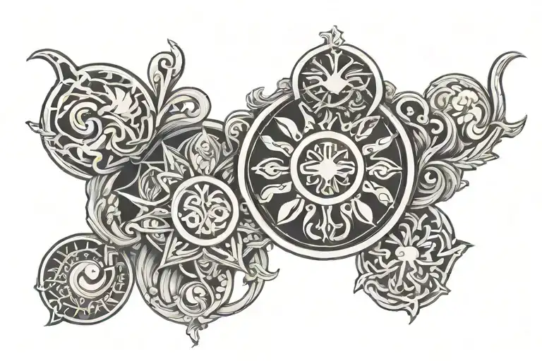 Stoic virtue symbols tattoo design idea