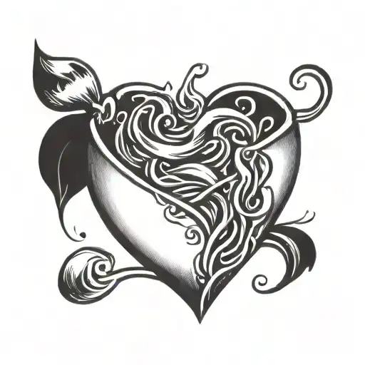 heart soup tattoo design idea