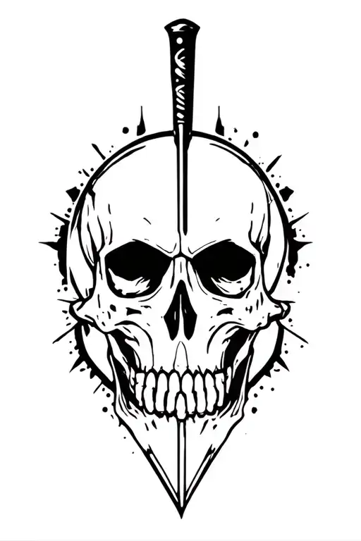 skull knife tattoo design idea