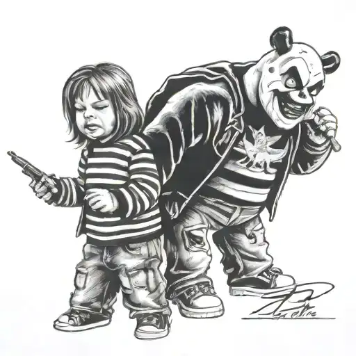 Ghostface and Chucky and Tiffany  tattoo design idea