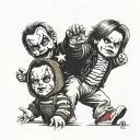 Ghostface and Chucky and Tiffany  tattoo design idea