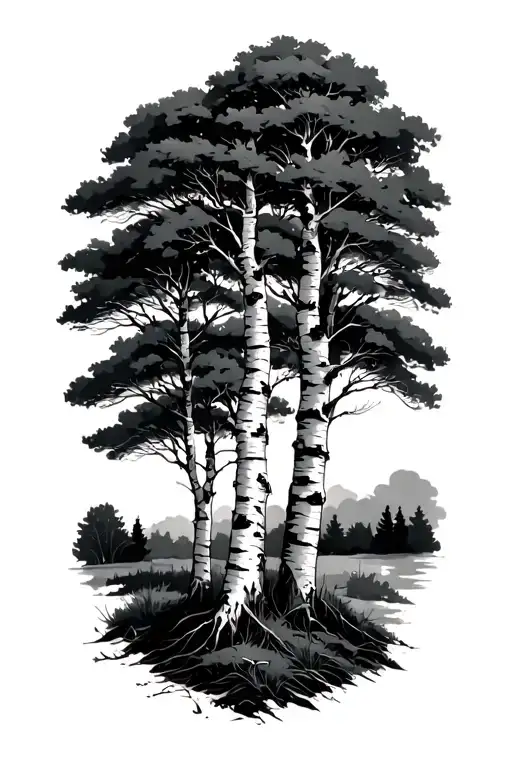 18 birch trees tattoo design idea