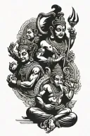 lord shiva , lord hanuman ,lord krishna and lord ganesha mix symbols tattoos tattoo design idea