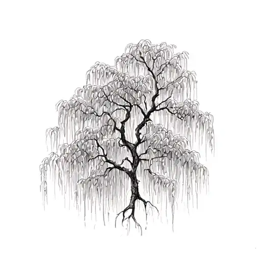 weeping willow tree tattoo design idea