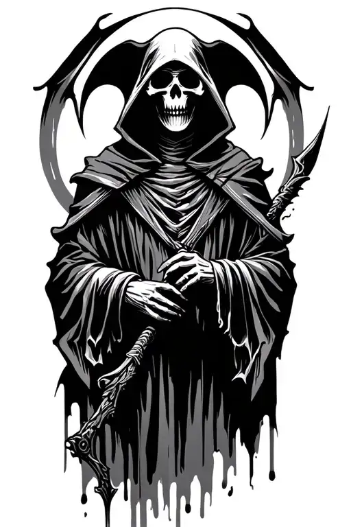 grim reaper silohuette tattoo design idea
