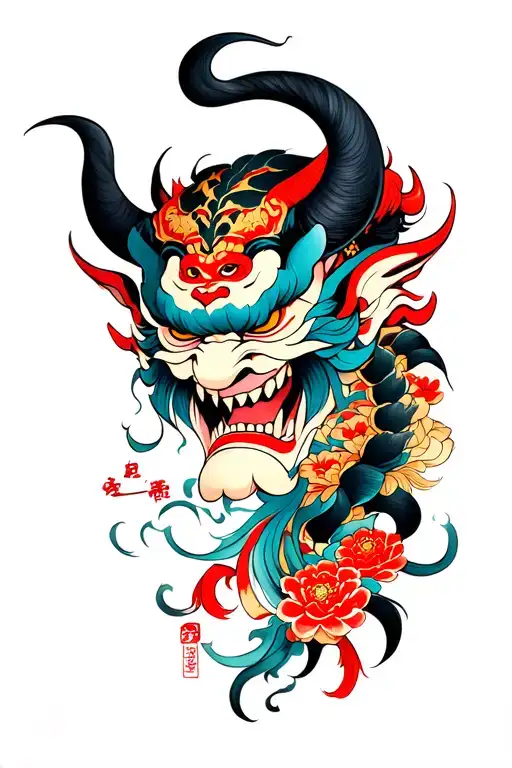 Japanese demon tattoo design idea