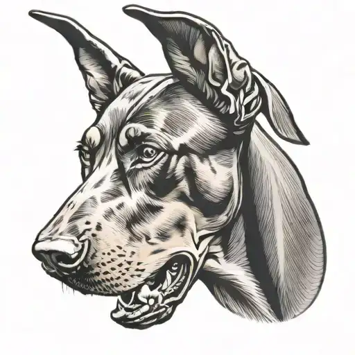 Doberman dog head tattoo design idea