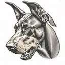 Doberman dog head tattoo design idea