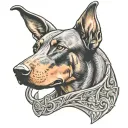 Doberman dog head tattoo design idea