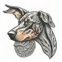 Doberman dog head tattoo design idea