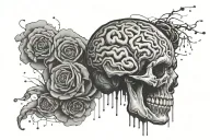 broken brain with script around it luminous points tattoo design idea