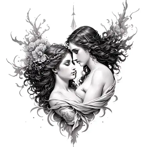 A morden tattoo based on the Orpheus and Eurydice myth tattoo design idea