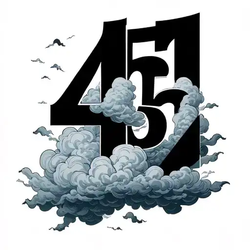 number 451 with clouds surrounding tattoo design idea